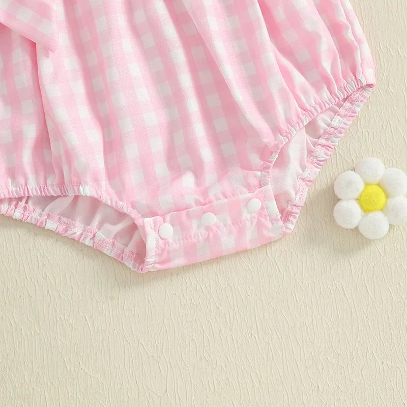 Body Infantil Feminino Xadrez Lacinho