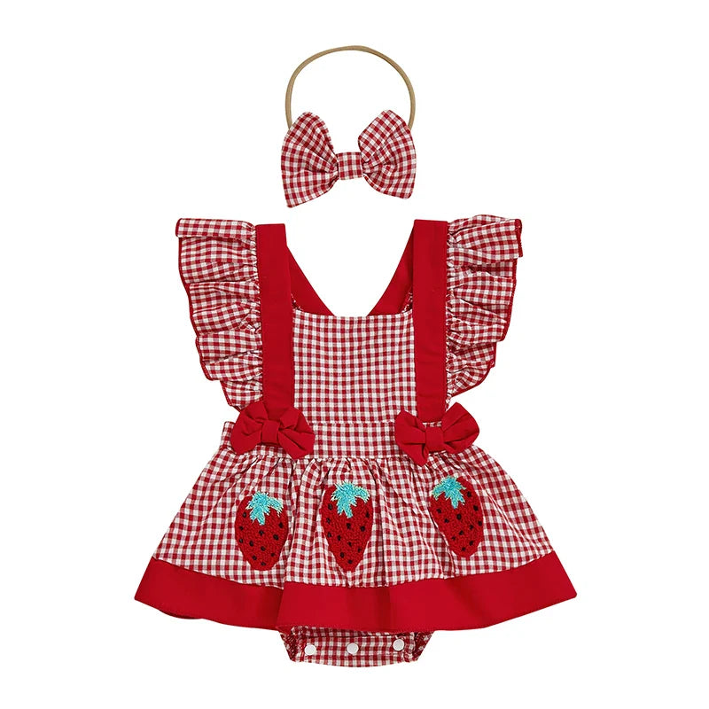 Vestido Infantil  Xadrez Moranguinhos