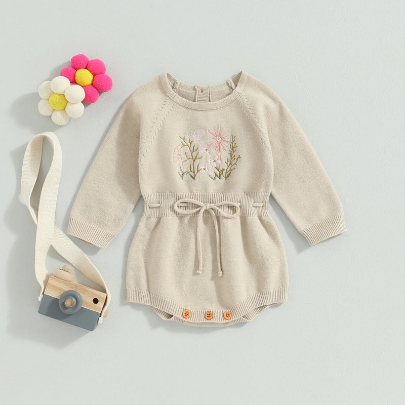 Body Infantil Feminino Tricô Florzinhas