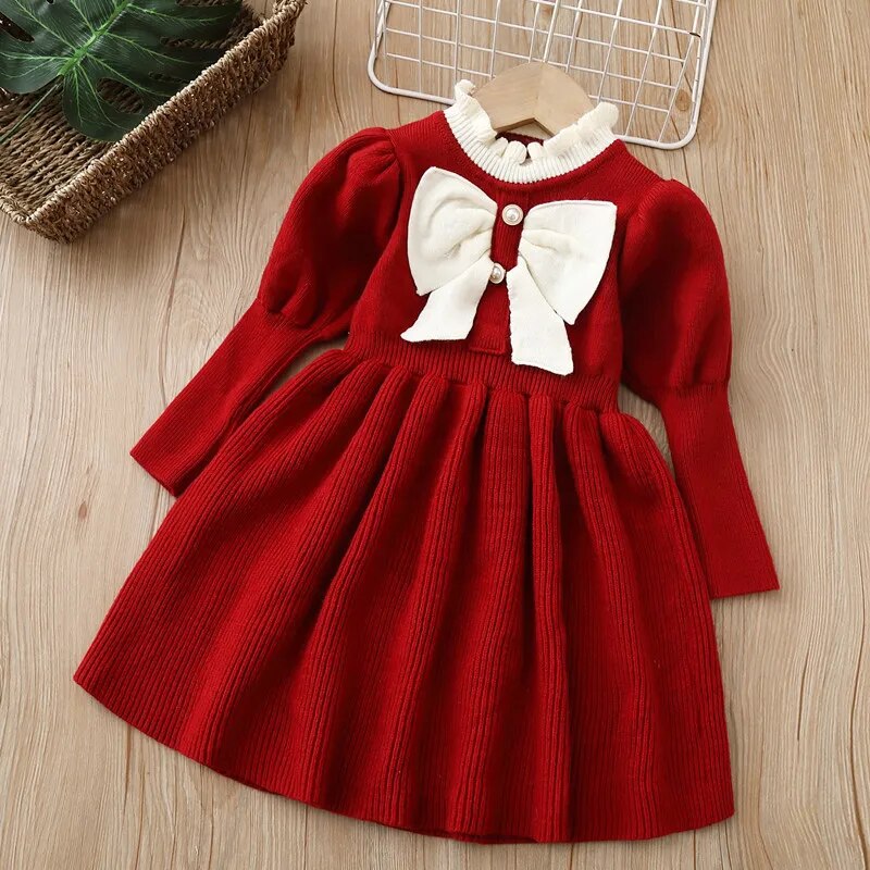 Vestido Infantil Tricô Laçinho