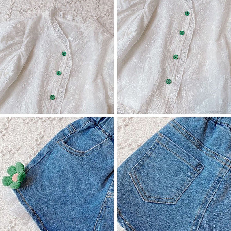 Conjunto Infantil Feminino Bufante e Jeans Florzinha
