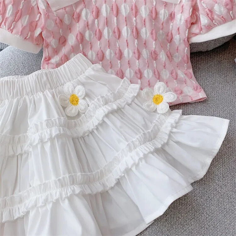 Conjunto Infantil Feminino Florzinhas e Laço