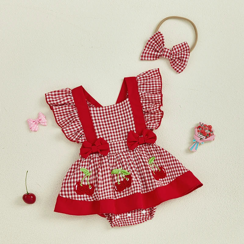 Vestido Infantil  Xadrez Moranguinhos