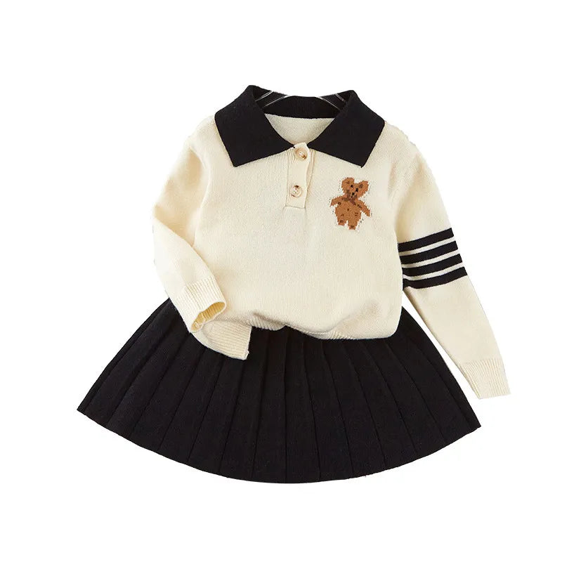Conjunto Infantil Feminino Polo e Saínha Plíssada