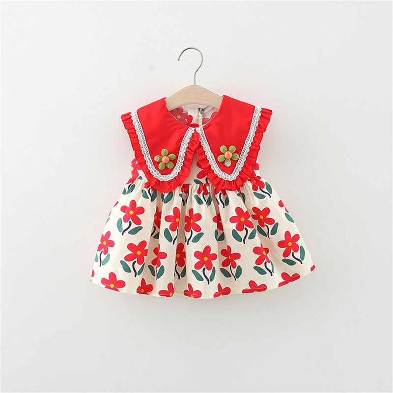 Vestido Infantil Gola e Florzinhas