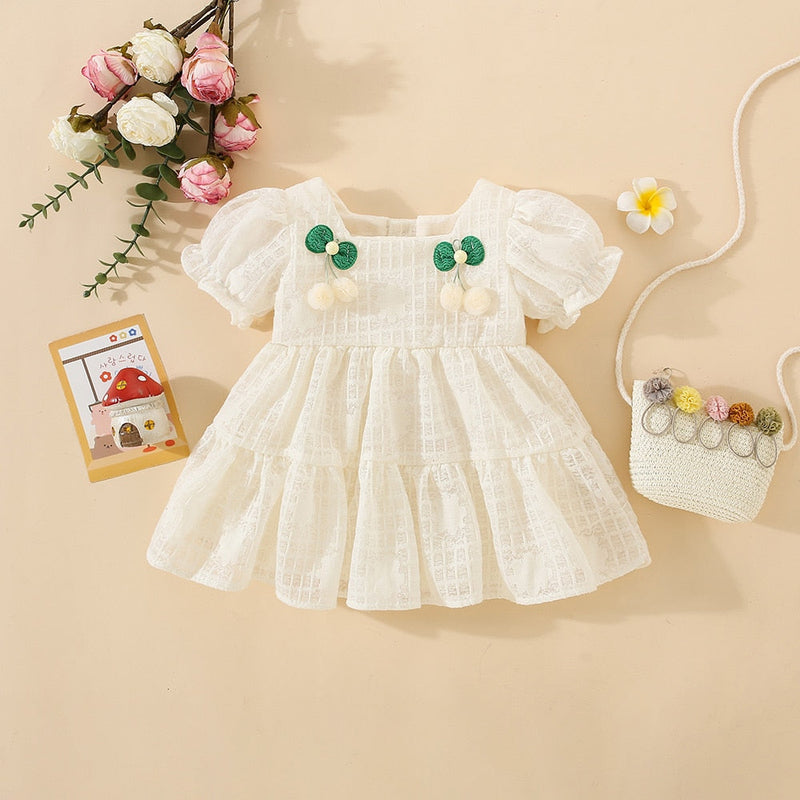 Vestido Infantil Floral Pom pomzinho