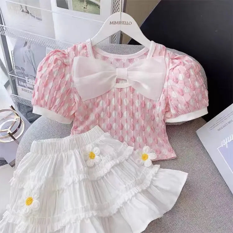 Conjunto Infantil Feminino Florzinhas e Laço