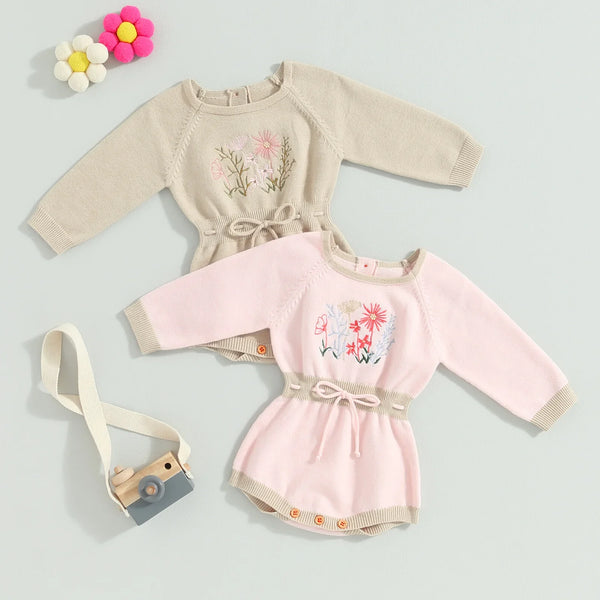 Body Infantil Feminino Tricô Florzinhas