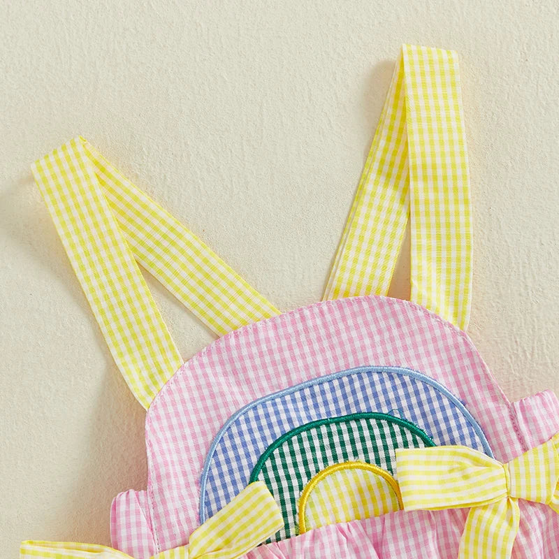Body Infantil Feminino Xadrez Lacinhos