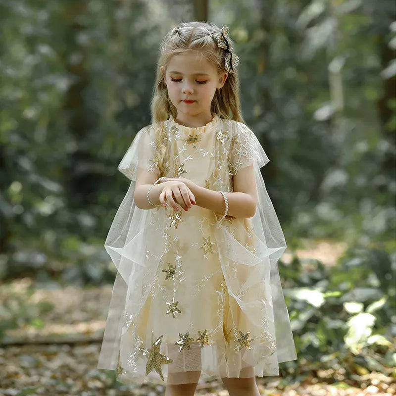 Vestido Infantil Lantejoulas Estrelinhas