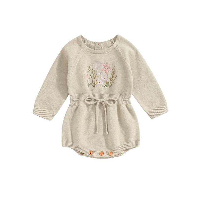 Body Infantil Feminino Tricô Florzinhas