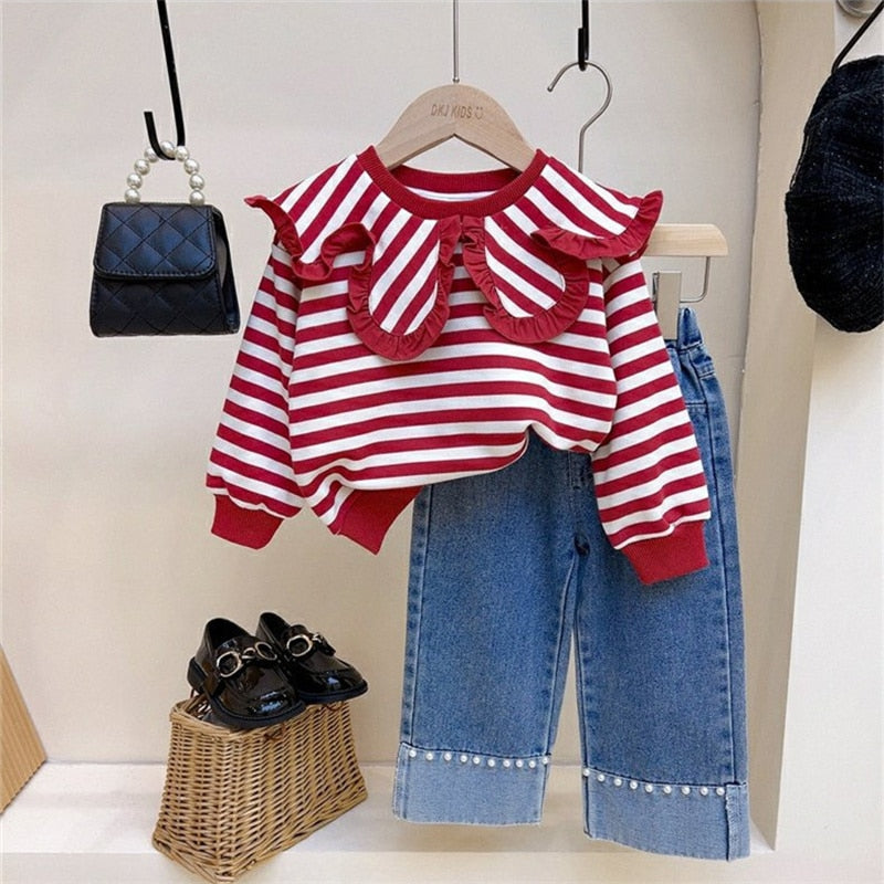 Conjunto Infantil Feminino Lístras Golinha e Jeans