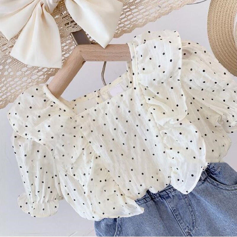 Conjunto Infantil Feminino Poá e Jeans