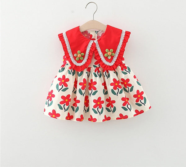 Vestido Infantil Gola e Florzinhas