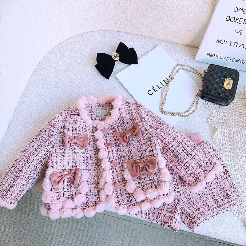 Conjunto Infantil Feminino Tweed Laçinho