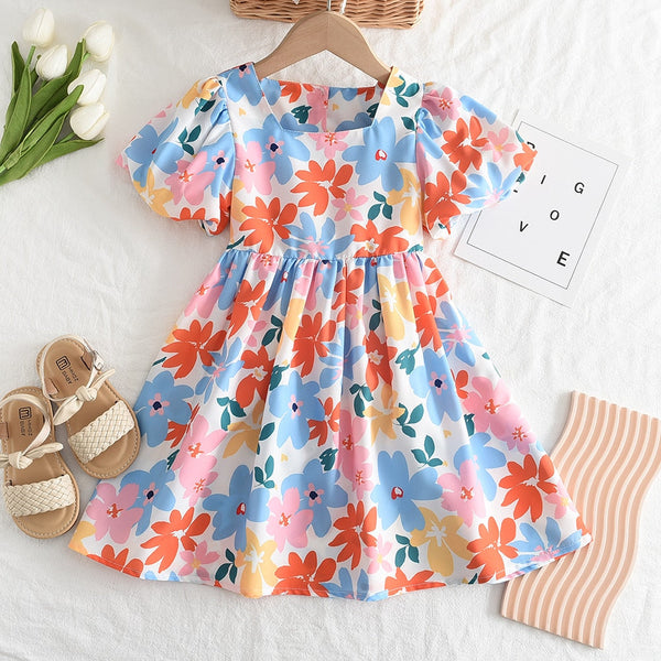 Vestido Infantil Floral Laçinho