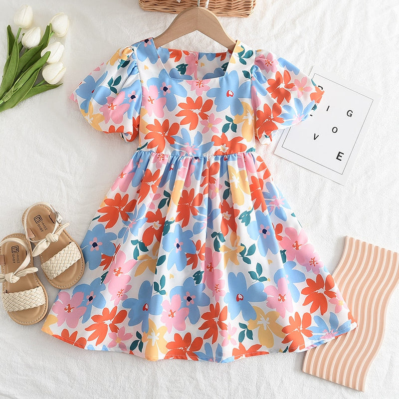 Vestido Infantil Floral Laçinho