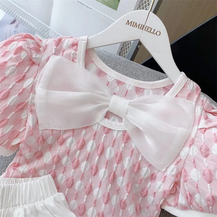Conjunto Infantil Feminino Florzinhas e Laço