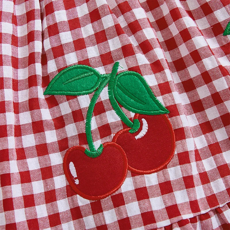 Conjunto Infantil Feminino Xadrez Cerejinhas