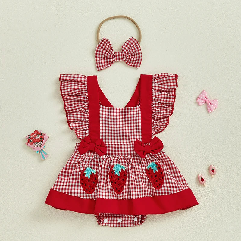 Vestido Infantil  Xadrez Moranguinhos