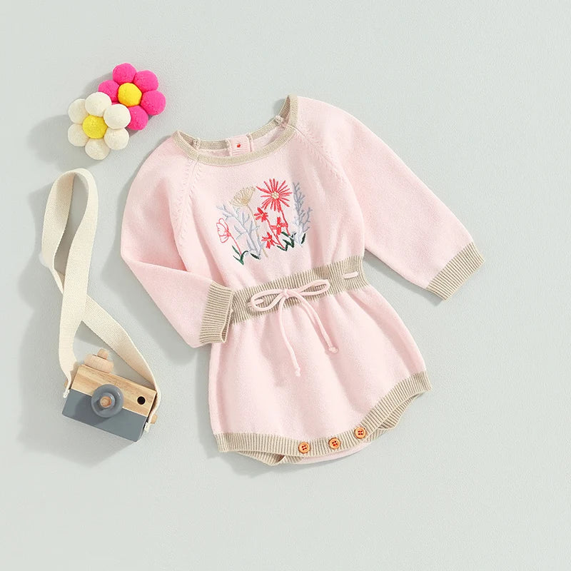 Body Infantil Feminino Tricô Florzinhas