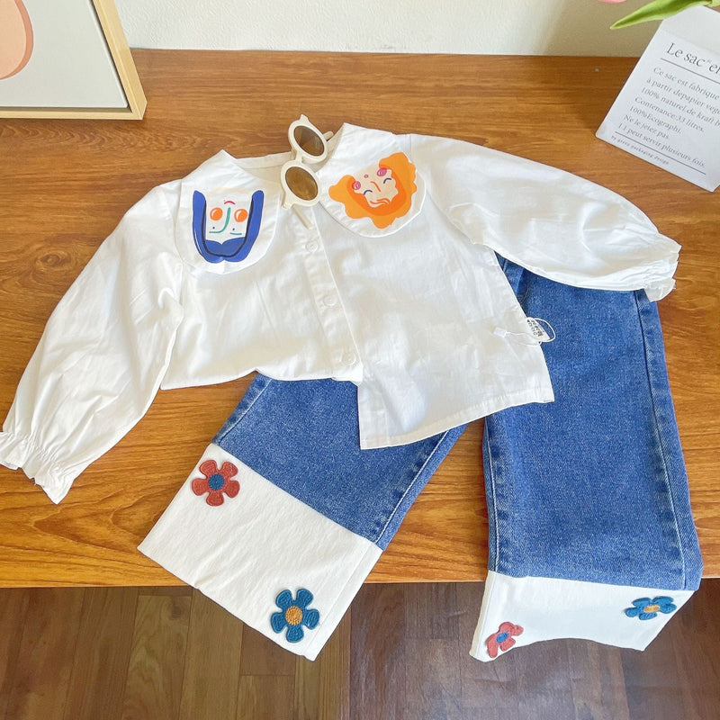Conjunto Infantil Feminino Camisa e Florzinhas