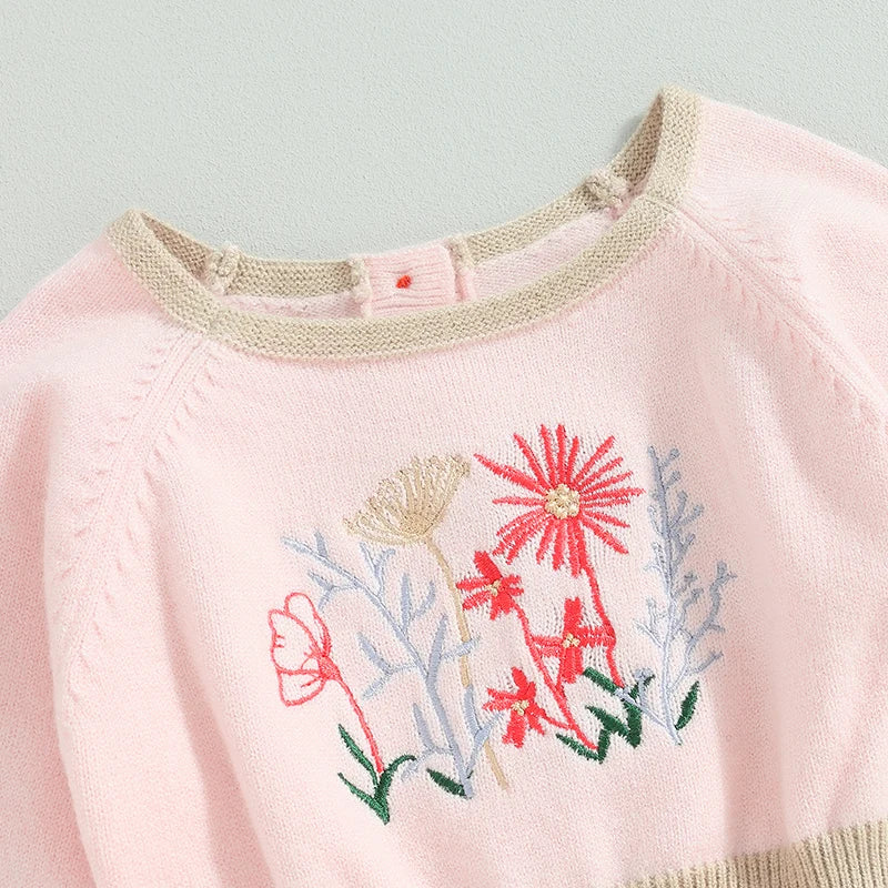 Body Infantil Feminino Tricô Florzinhas