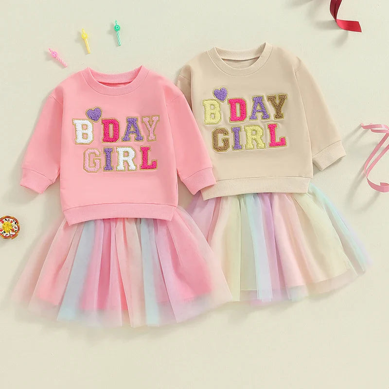 Conjunto Infantil Feminino Lístras e Sainha Tule
