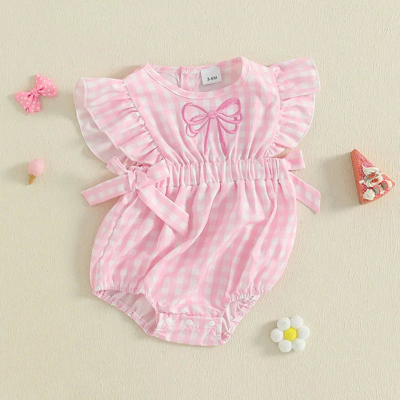 Body Infantil Feminino Xadrez Lacinho