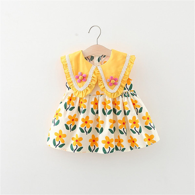 Vestido Infantil Gola e Florzinhas