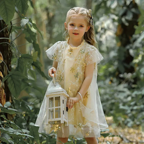 Vestido Infantil Lantejoulas Estrelinhas