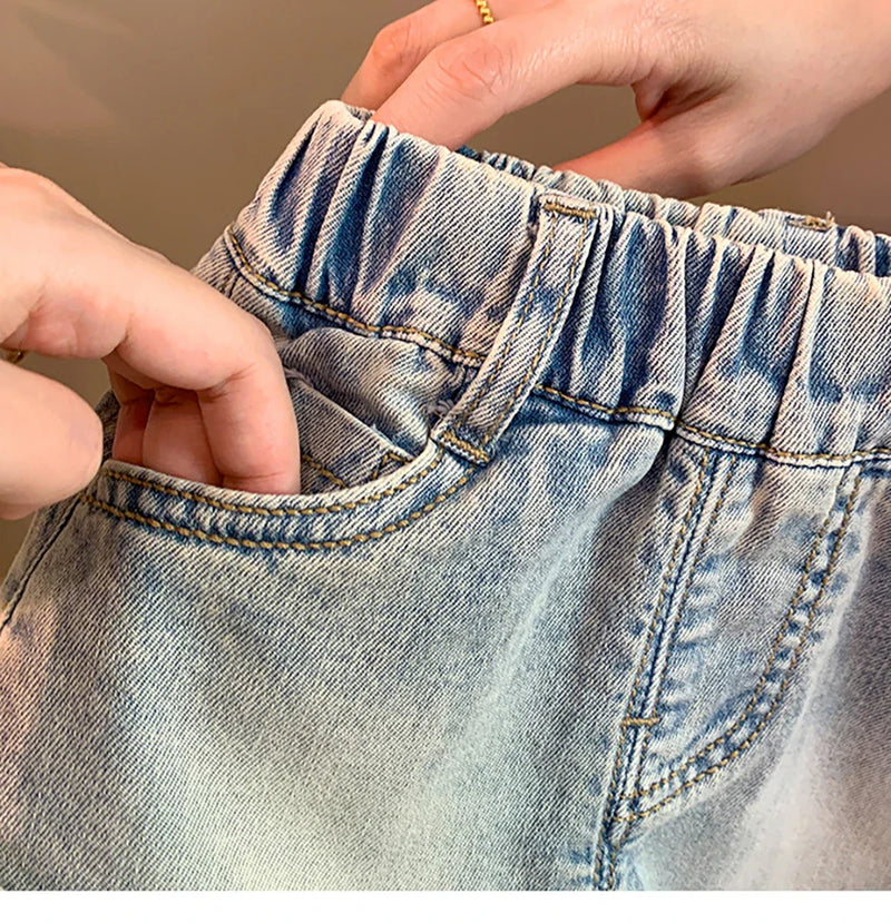 Shorts Infantil Feminino Jeans Lacinho