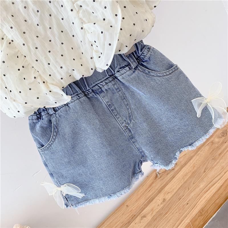 Conjunto Infantil Feminino Poá e Jeans
