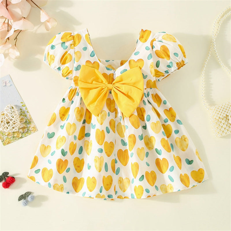 Vestido Infantil Corações e Laçinho