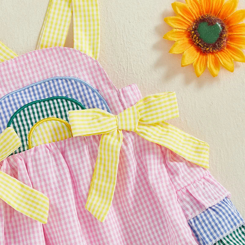 Body Infantil Feminino Xadrez Lacinhos