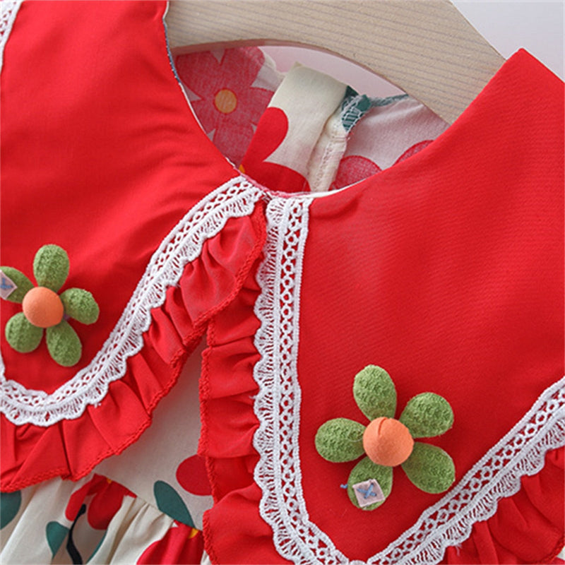 Vestido Infantil Gola e Florzinhas