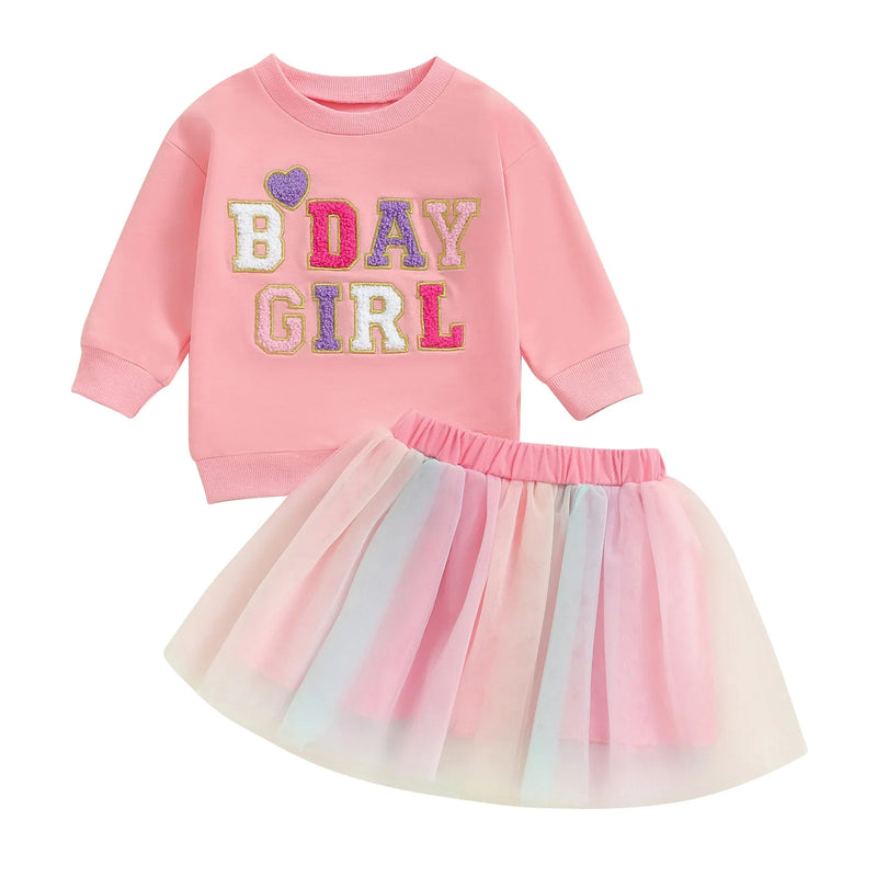 Conjunto Infantil Feminino Lístras e Sainha Tule