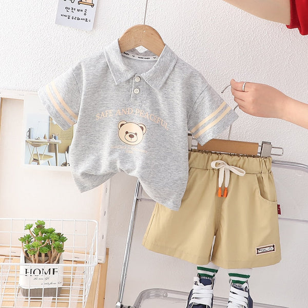 Conjunto Infantil Masculino Polo Ursinho e Cordão