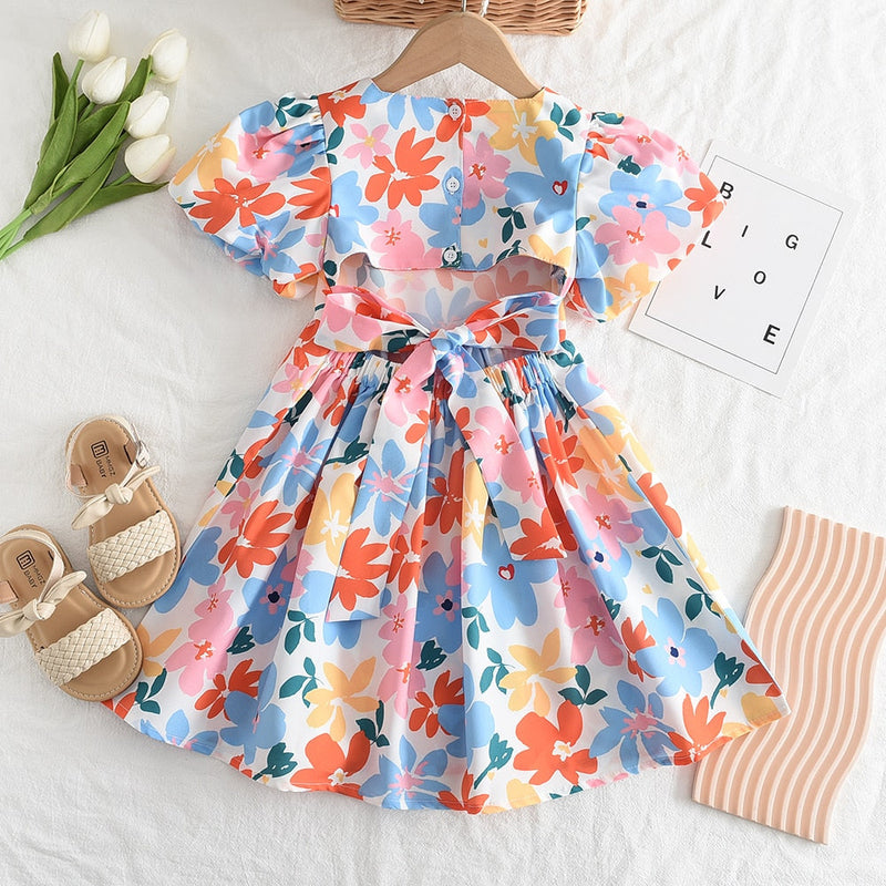 Vestido Infantil Floral Laçinho