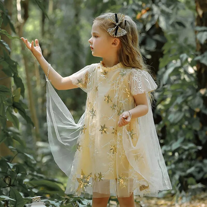 Vestido Infantil Lantejoulas Estrelinhas