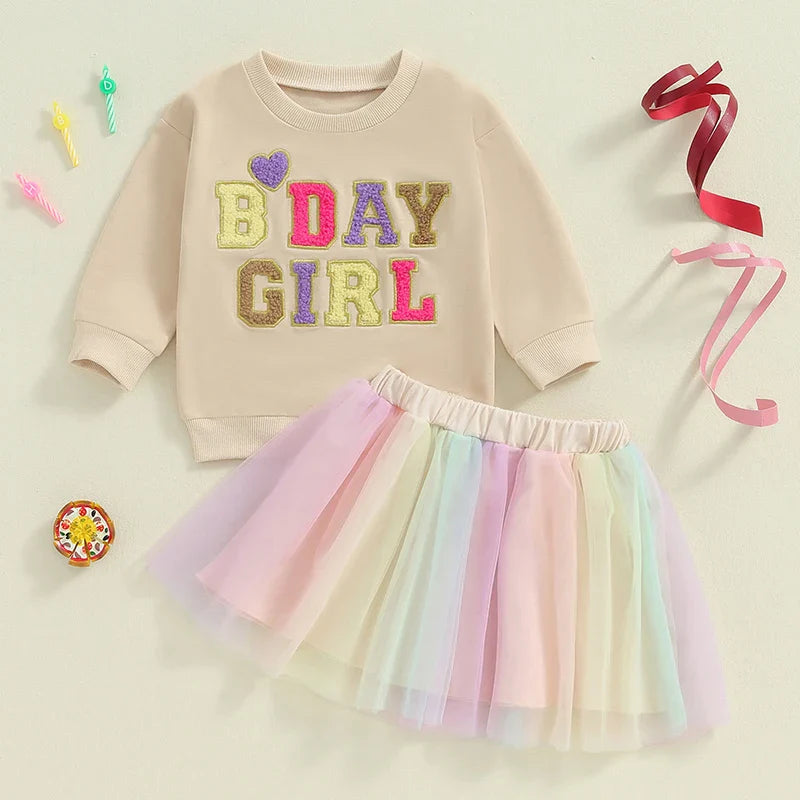 Conjunto Infantil Feminino Lístras e Sainha Tule