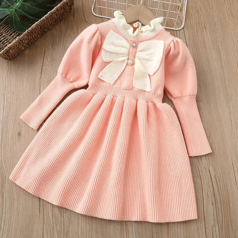 Vestido Infantil Tricô Laçinho