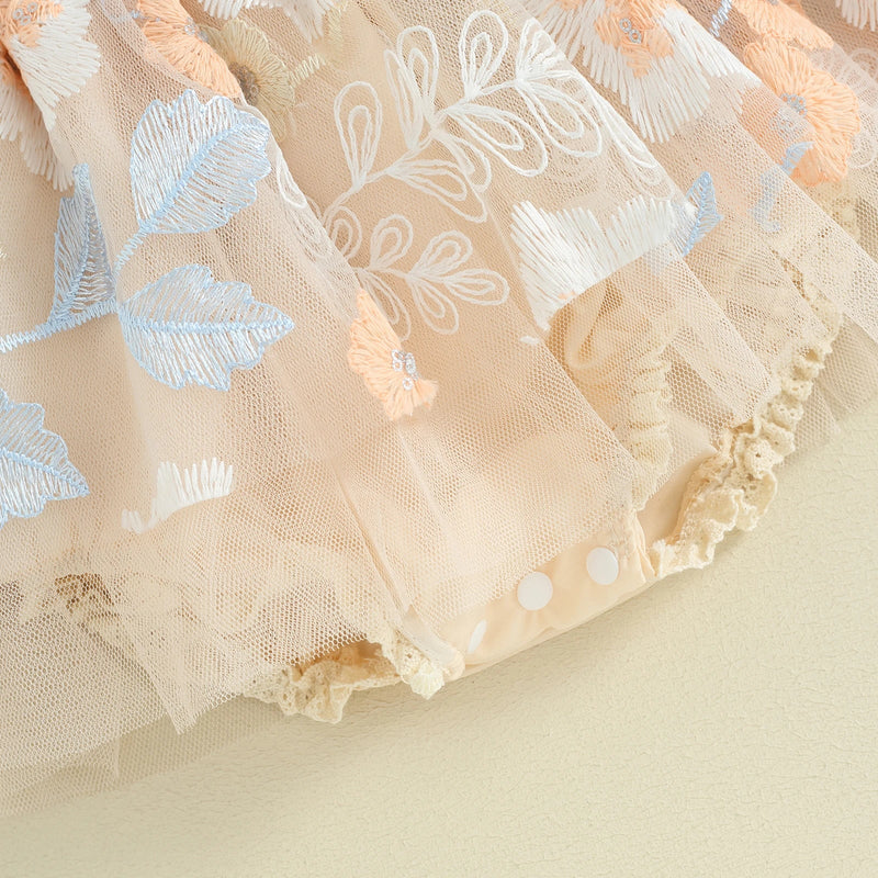 Body Infantil Tule Bordado Floral