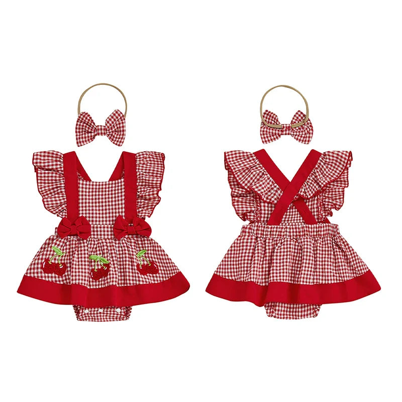 Vestido Infantil  Xadrez Moranguinhos