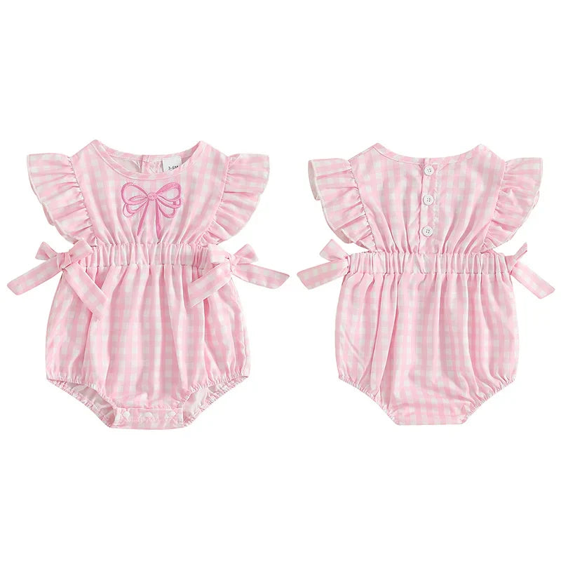 Body Infantil Feminino Xadrez Lacinho