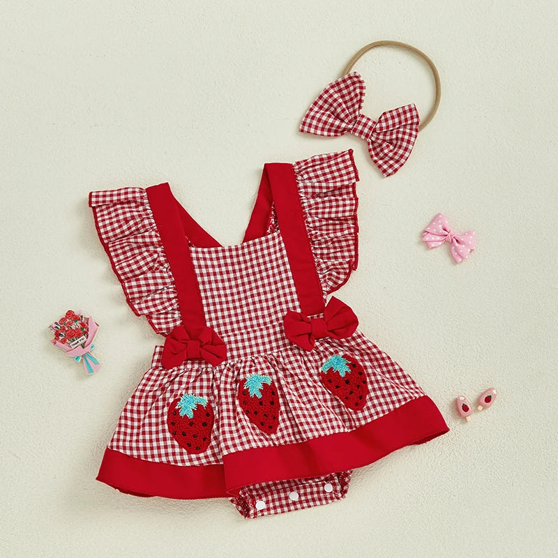 Vestido Infantil  Xadrez Moranguinhos