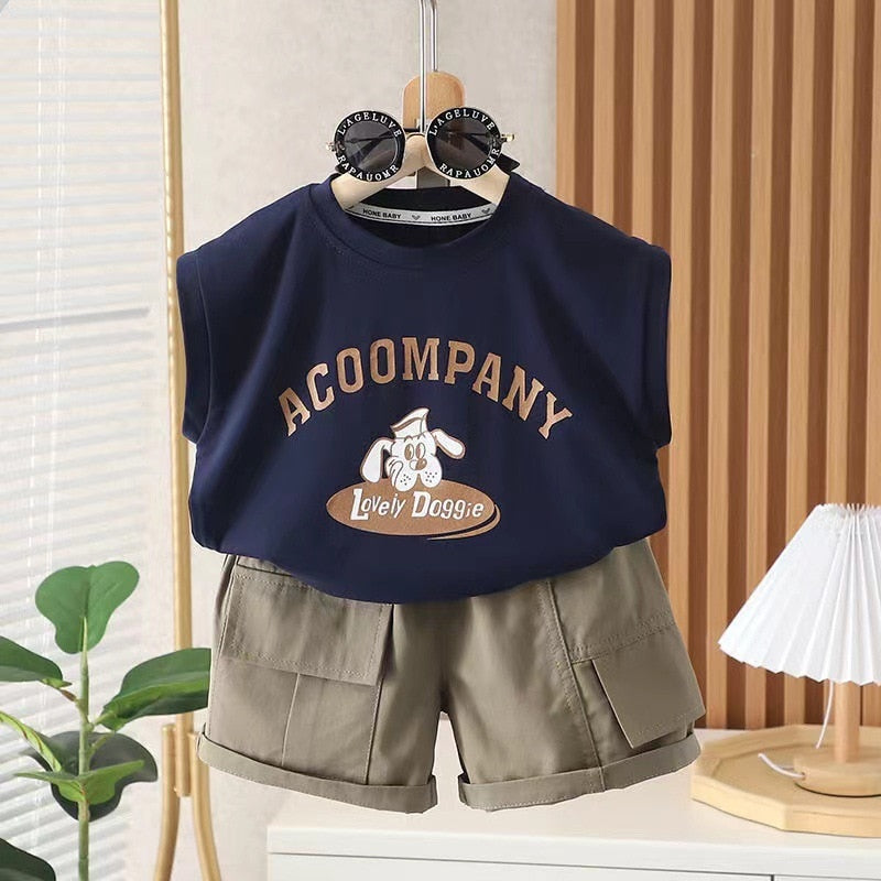 Conjunto Infantil Masculino Regata e Shorts Bolsinho