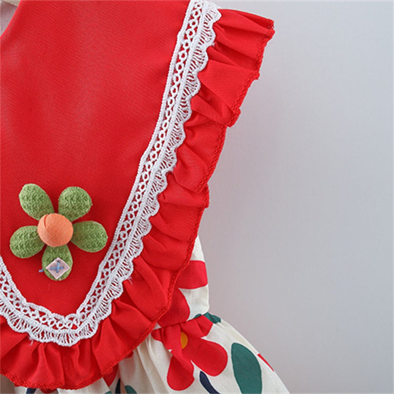 Vestido Infantil Gola e Florzinhas