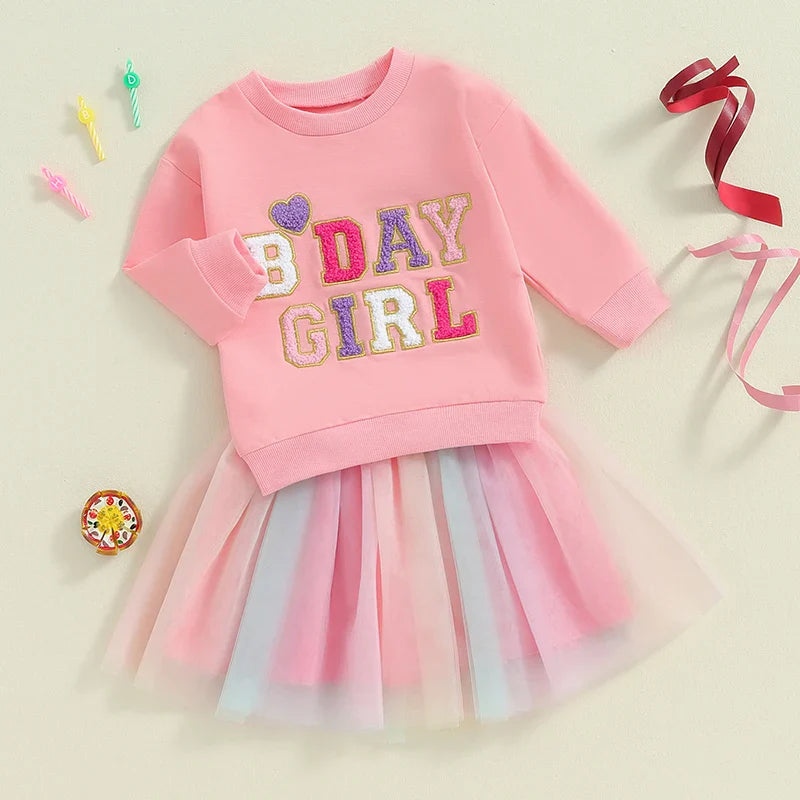 Conjunto Infantil Feminino Lístras e Sainha Tule