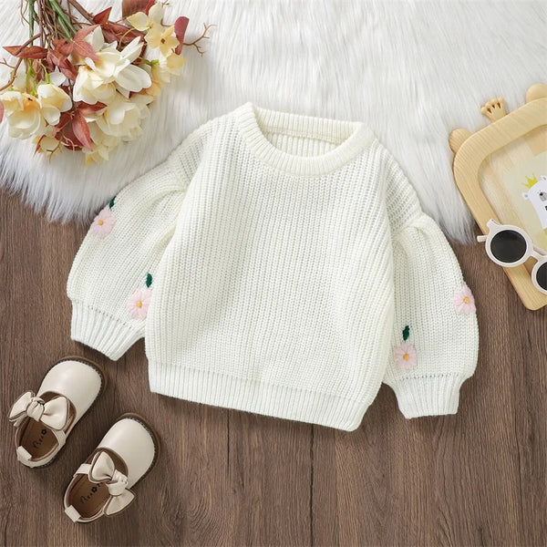 Blusa Infantil Feminina Tricô Florzinhas